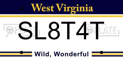 SL8T4T West Virginia License Plate