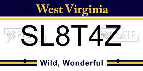 SL8T4Z West Virginia License Plate