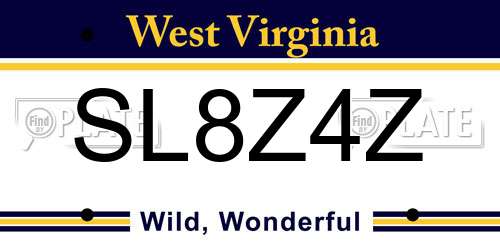SL8Z4Z West Virginia License Plate