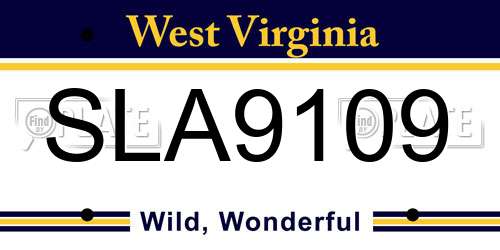 SLA9109 West Virginia License Plate