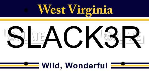 SLACK3R West Virginia License Plate