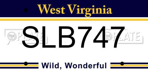 SLB747 West Virginia License Plate
