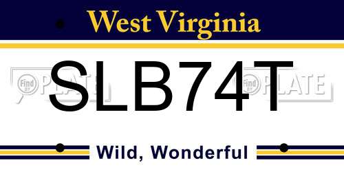 SLB74T West Virginia License Plate