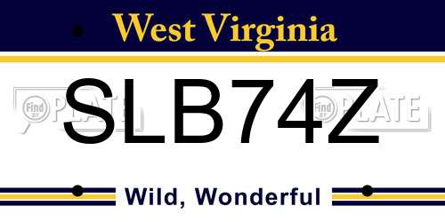 SLB74Z West Virginia License Plate