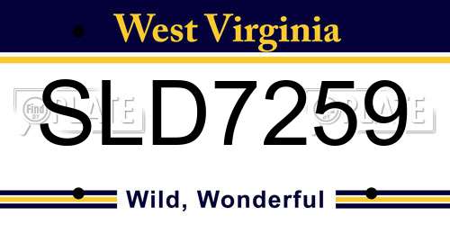 SLD7259 West Virginia License Plate