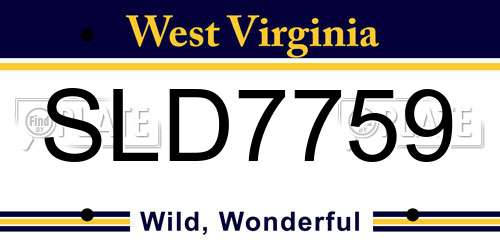 SLD7759 West Virginia License Plate