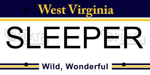 SLEEPER West Virginia License Plate