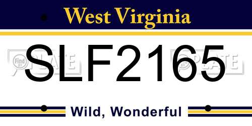 SLF2165 West Virginia License Plate