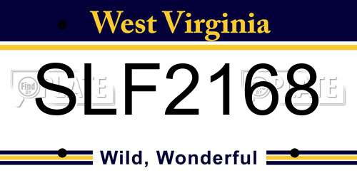 SLF2168 West Virginia License Plate