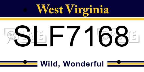 SLF7168 West Virginia License Plate