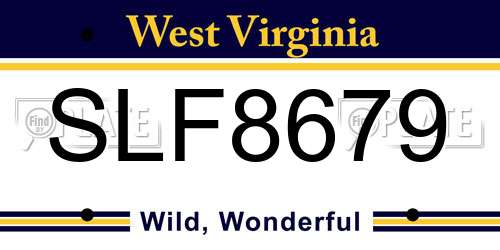 SLF8679 West Virginia License Plate