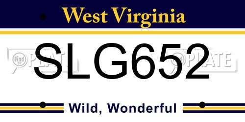 SLG652 West Virginia License Plate