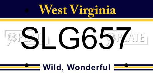 SLG657 West Virginia License Plate