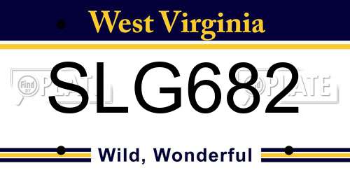 SLG682 West Virginia License Plate