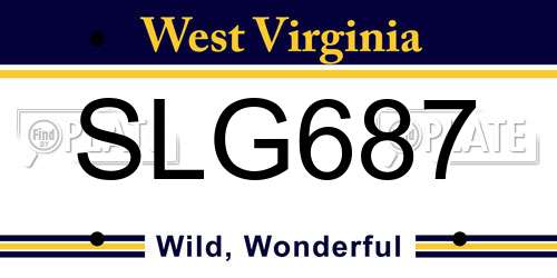 SLG687 West Virginia License Plate