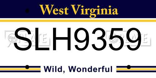 SLH9359 West Virginia License Plate
