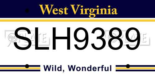 SLH9389 West Virginia License Plate