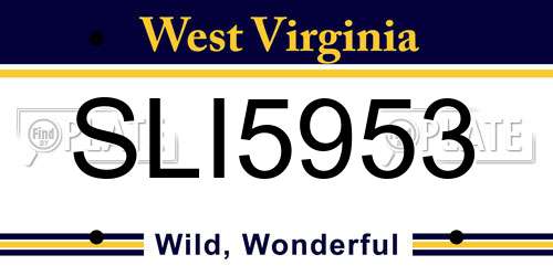 SLI5953 West Virginia License Plate