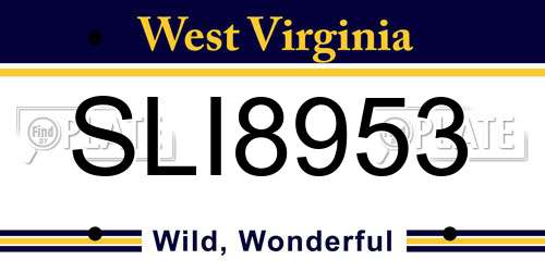 SLI8953 West Virginia License Plate