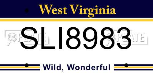 SLI8983 West Virginia License Plate