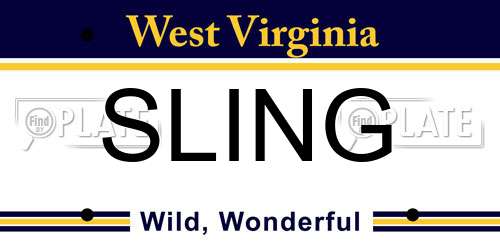 SLING West Virginia License Plate
