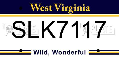 SLK7117 West Virginia License Plate