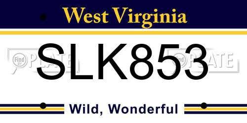 SLK853 West Virginia License Plate