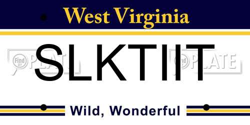 SLKTIIT West Virginia License Plate