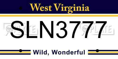 SLN3777 West Virginia License Plate