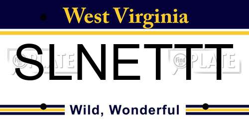 SLNETTT West Virginia License Plate