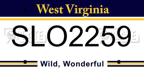 SLO2259 West Virginia License Plate