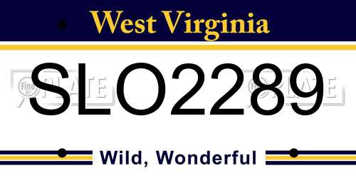 SLO2289 West Virginia License Plate