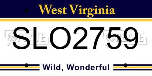 SLO2759 West Virginia License Plate