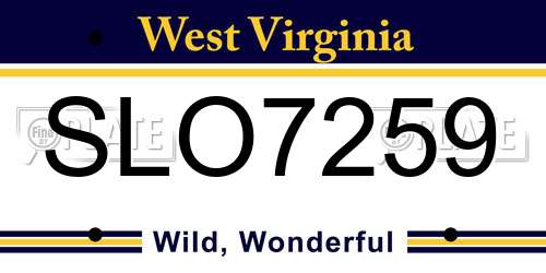 SLO7259 West Virginia License Plate