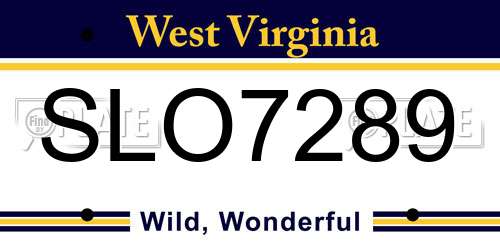 SLO7289 West Virginia License Plate