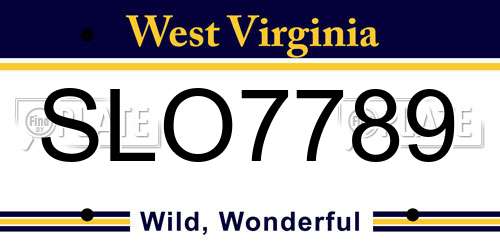 SLO7789 West Virginia License Plate