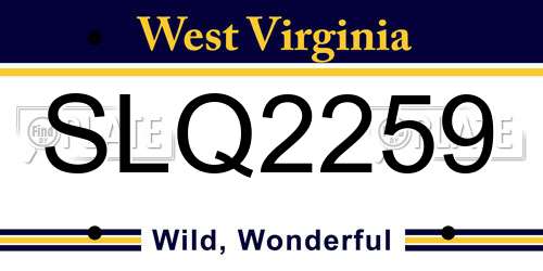 SLQ2259 West Virginia License Plate