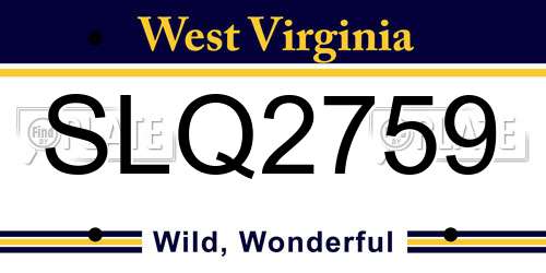 SLQ2759 West Virginia License Plate
