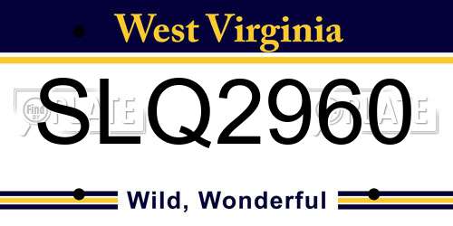 SLQ2960 West Virginia License Plate