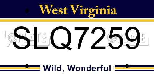 SLQ7259 West Virginia License Plate