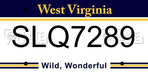 SLQ7289 West Virginia License Plate