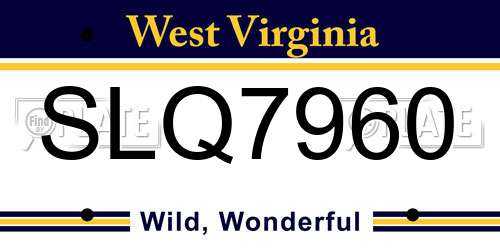 SLQ7960 West Virginia License Plate