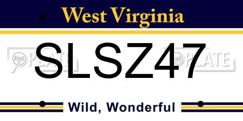 SLSZ47 West Virginia License Plate