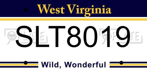 SLT8019 West Virginia License Plate