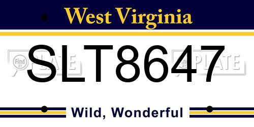 SLT8647 West Virginia License Plate