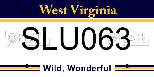 SLU063 West Virginia License Plate
