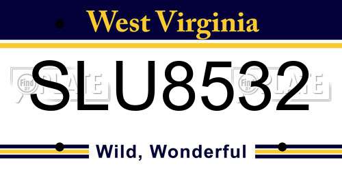 SLU8532 West Virginia License Plate
