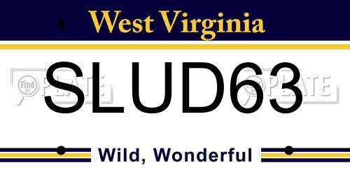SLUD63 West Virginia License Plate