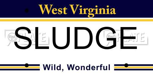 SLUDGE West Virginia License Plate