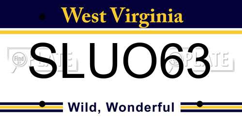 SLUO63 West Virginia License Plate
